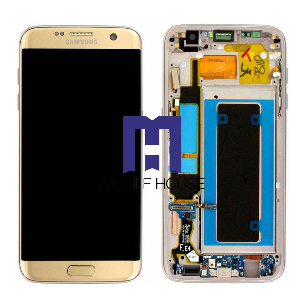 Afficheur Samsung S7 Edge ( Frame ) ( Service Pack ) Black - Gold